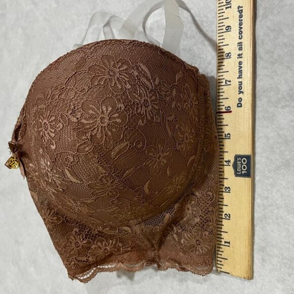 Daisy Fuentes Lace Longline Balconette Bra Strapless Push-Up Mocha 40D - Picture 6 of 16